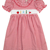 School Supplies Smocked Red Windowpane Dress- FINAL SALE