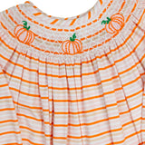 Pumpkins Smocked Striped Bishop Bubble- FINAL SALE