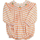 Pumpkins Smocked Striped Bishop Bubble- FINAL SALE