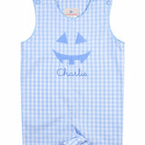 Jack-O-Lantern Applique Gingham Shortall- FINAL SALE
