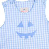 Jack-O-Lantern Applique Gingham Shortall- FINAL SALE