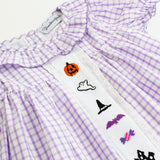 Halloween Fun Embroidered Windowpane Dress- FINAL SALE