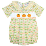 Pumpkin Smocked Plaid Boy Bubble- FINAL SALE