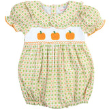 Pumpkin Smocked Plaid Girl Bubble- FINAL SALE