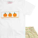 Pumpkin Smocked Plaid Shorts Set- FINAL SALE