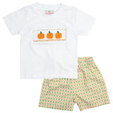 Pumpkin Smocked Plaid Shorts Set- FINAL SALE