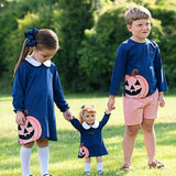 Jackolantern Applique Navy Knit Dress- FINAL SALE