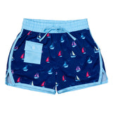 Set Sail Swim Trunks with Blue Trim-FINAL SALE