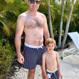 Navy Striped Mens Swim Trunks-FINAL SALE
