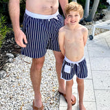 Navy Striped Mens Swim Trunks-FINAL SALE
