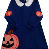 Jackolantern Applique Navy Knit Dress- FINAL SALE