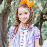 Halloween Fun Embroidered Windowpane Dress- FINAL SALE