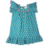 Blue Daisy Darling Block Print Dress