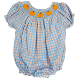 Pumpkin Plaid Smocked Bishop Bubble