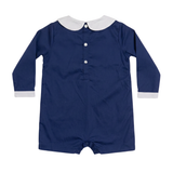 Smocked Navy Shortall
