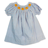Pumpkin Plaid Smocked Bishop Dress