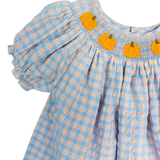 Pumpkin Plaid Smocked Bishop Dress