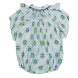 Blue Wildflowers Smocked Bubble