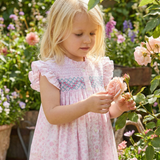 Blushing Blossom Smocked Angel Sleeve Dress