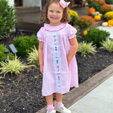 Party Time Hand Embroidered Pink Gingham Dress