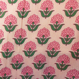 Pink Peony Block Print Angel Sleeve Shorts Set