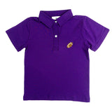 Embroidered Football Purple Polo Shirt