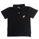 Embroidered Football Black Polo Shirt