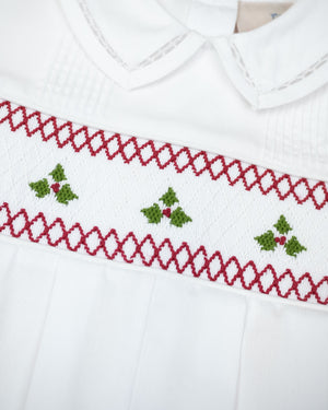 Holly Berry Smocked White Longall