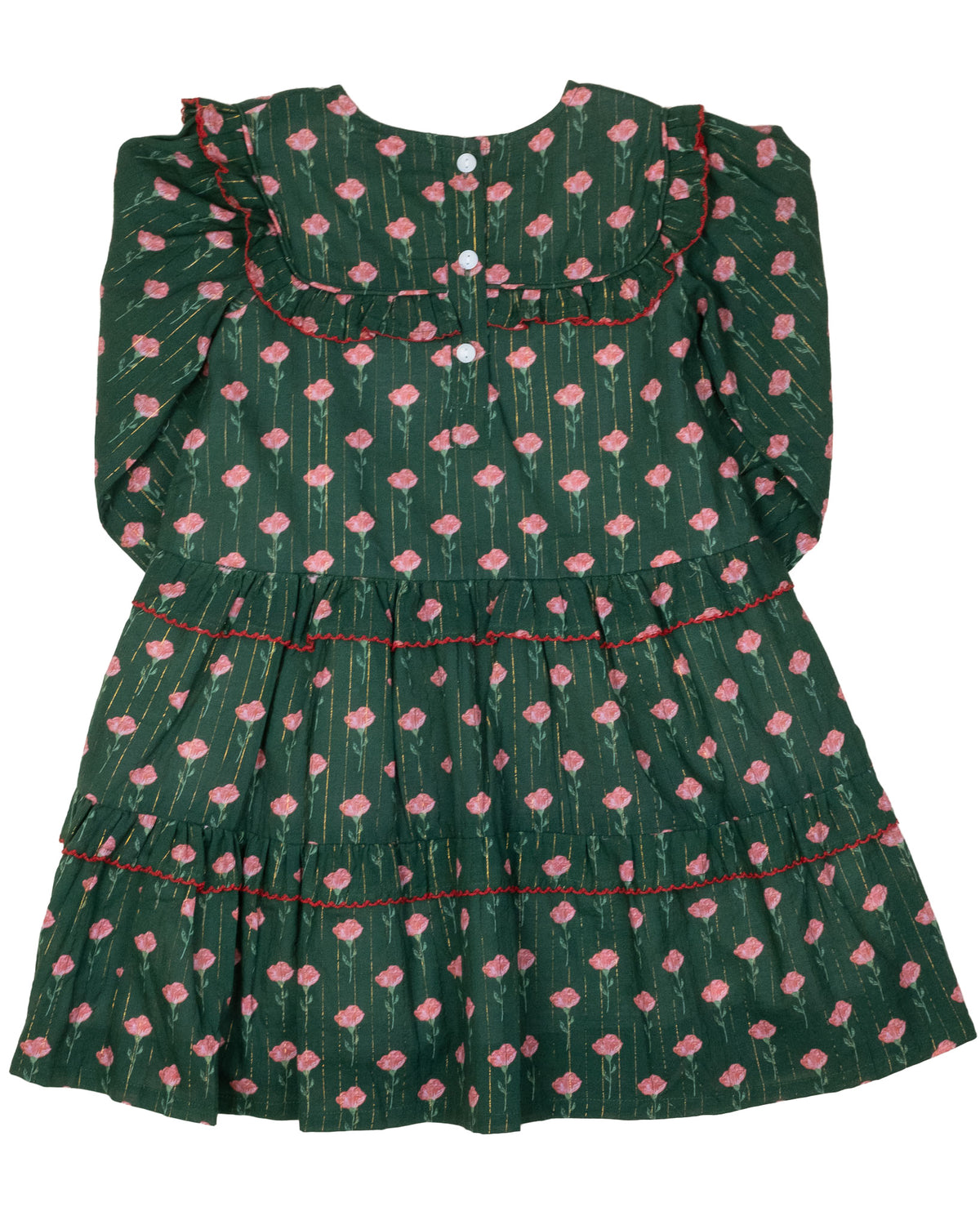 Holiday Floral Green Twirl Dress