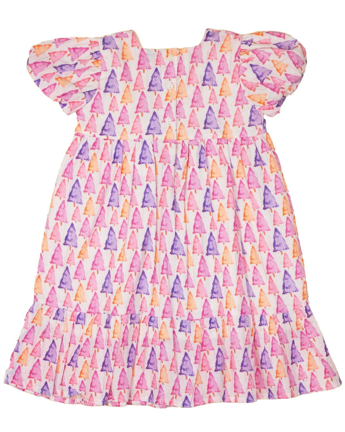 Pastel Christmas Trees Dress with Silver Lurex