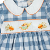 Cornucopia Embroidered Cadet Blue Girl Bubble- FINAL SALE