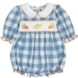 Cornucopia Embroidered Cadet Blue Girl Bubble- FINAL SALE