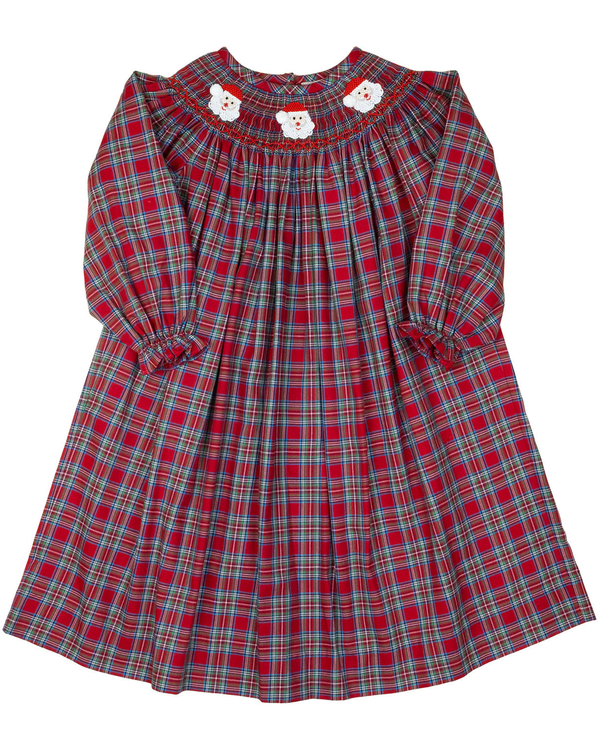 Red Tartan Plaid Smocked Santa Dress