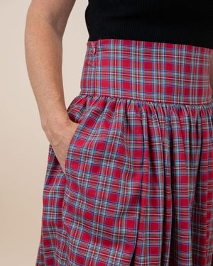 Red Tartan Plaid Maxi Skirt for Ladies