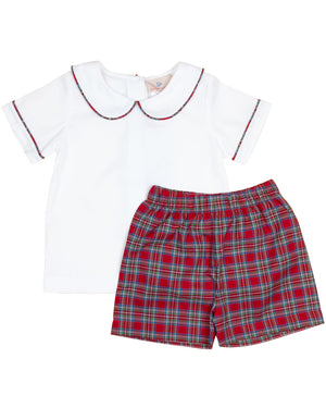 Red Tartan Plaid Short Set