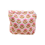 Pink Block Print Zipper Pouch