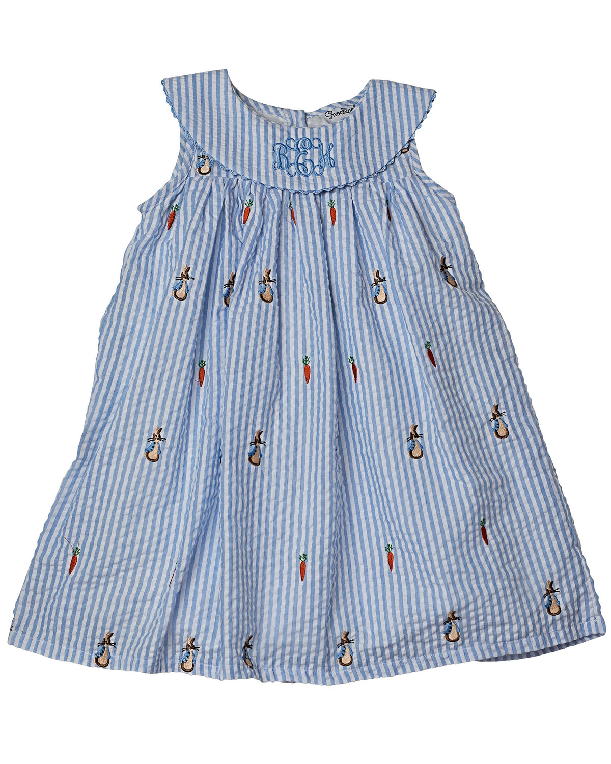 Bunnies and Carrots Embroidered Seersucker Dress