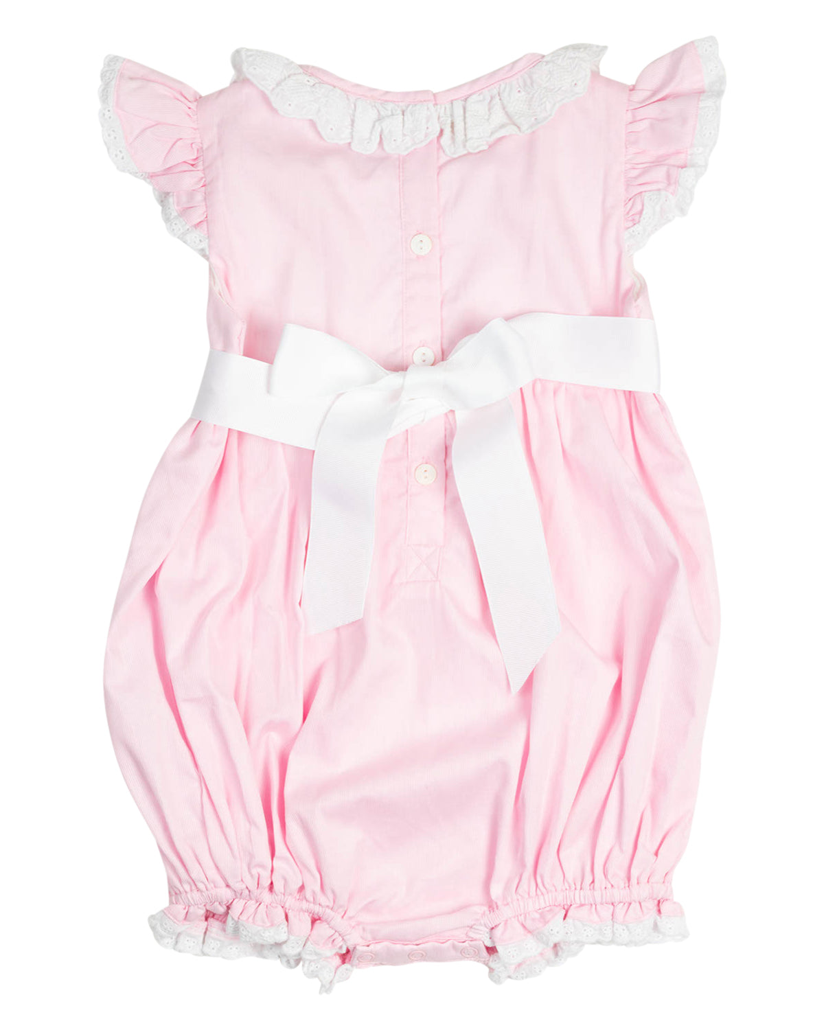 Pink Smocked Clara Bubble with Sash