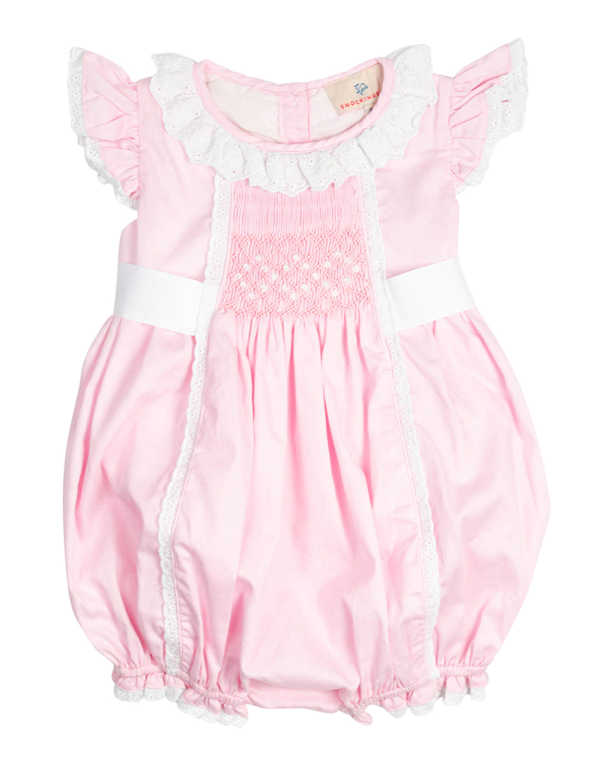 Pink Smocked Clara Bubble with Sash