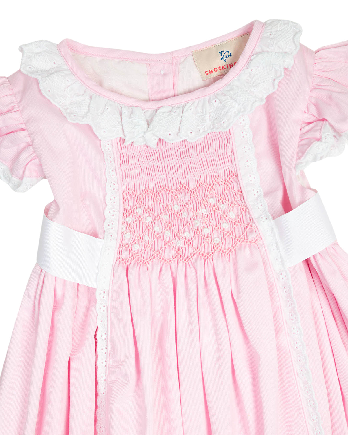 Pink Smocked Clara Bubble with Sash