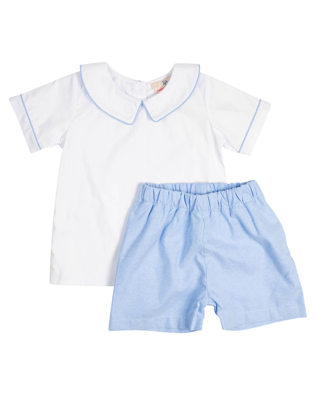 Blue Shorts with Peter Pan Collar Shirt