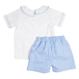 Blue Shorts with Peter Pan Collar Shirt