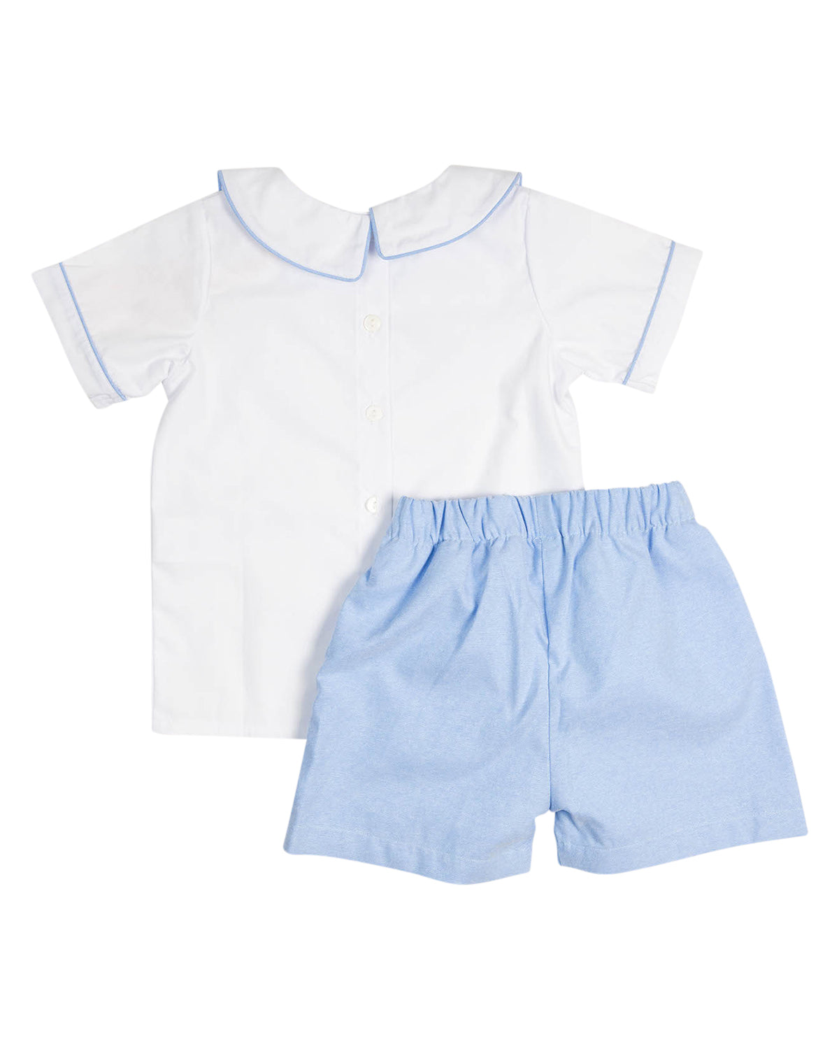 Blue Shorts with Peter Pan Collar Shirt