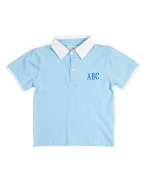 Blue Knit Polo Shirt