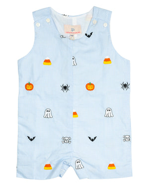 Halloween Embroidered Light Blue Shortall