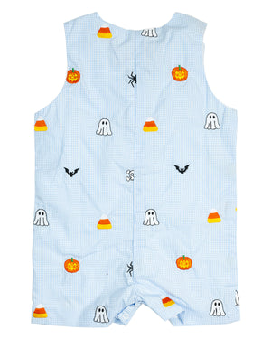 Halloween Embroidered Light Blue Shortall