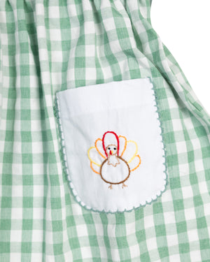 Sage Green Hand Embroidered Turkey Bubble