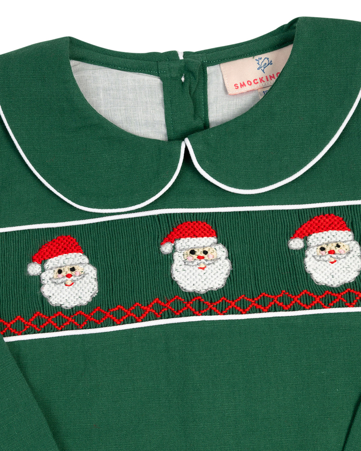 Santa Smocked Dark Green Shortall