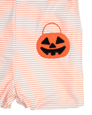 Jackolantern Pockets Striped Knit Shortall