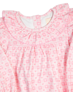 Pink Checked Hearts Knit Bubble